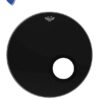 PARCHE REMO 22 BASS HEAD NEGRO C/ AGUJERO ENC